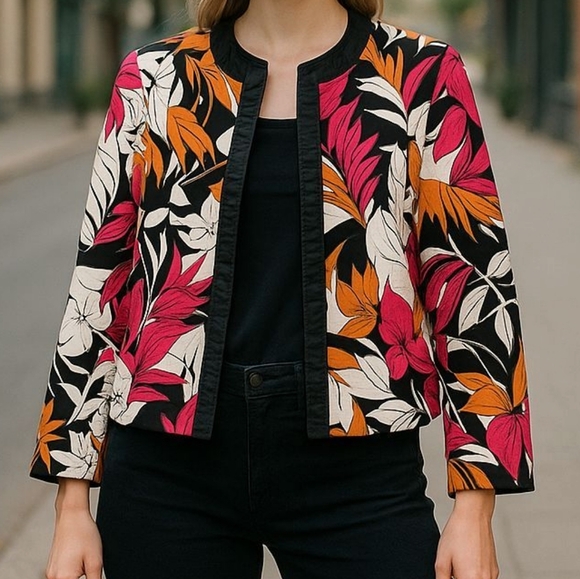 Birch Hill Women's Blazer Jacket Size Medium Floral - Picture 1 of 11